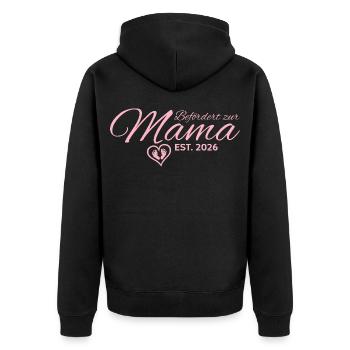 Werdende Mutter 2026 Schwangerschaft verkünden - Unisex Premium Bio Zip Hoodie - Schwarz - Hinten - Nico (187cm)