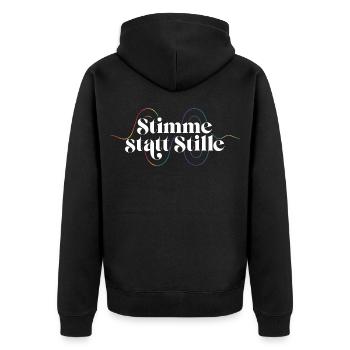 Stimme Statt Stille Shirt Für Aktivisten Toleranz - Unisex Premium Bio Zip Hoodie - Schwarz - Hinten - Nico (187cm)