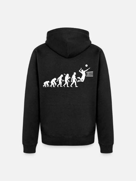 Volleyball Evolution für Vollyeballspieler - Unisex Premium Bio Zip Hoodie - Schwarz