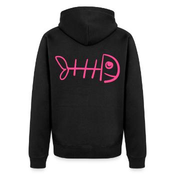 Herringbone - Funny cat shirt - Unisex Premium Organic Zip Hoodie - black - Back - Nico (187cm)