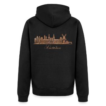 Amsterdam, Pays-Bas - Veste à capuche bio Premium Unisexe - noir - Dos - Nico (187cm)