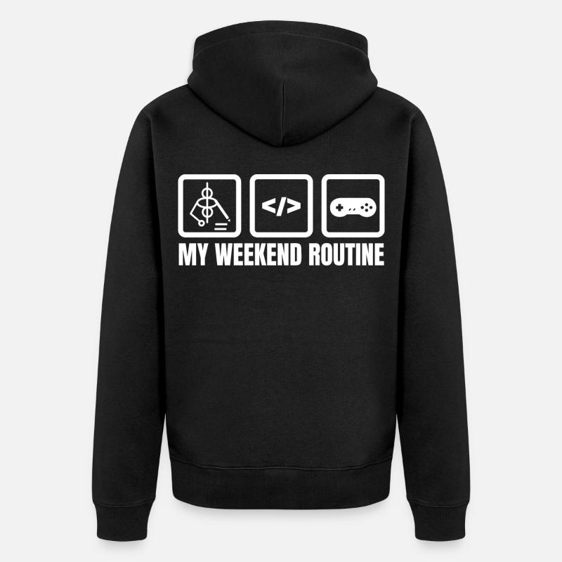 Meine Wochenendroutine - Unisex Premium Bio Zip Hoodie - Schwarz
