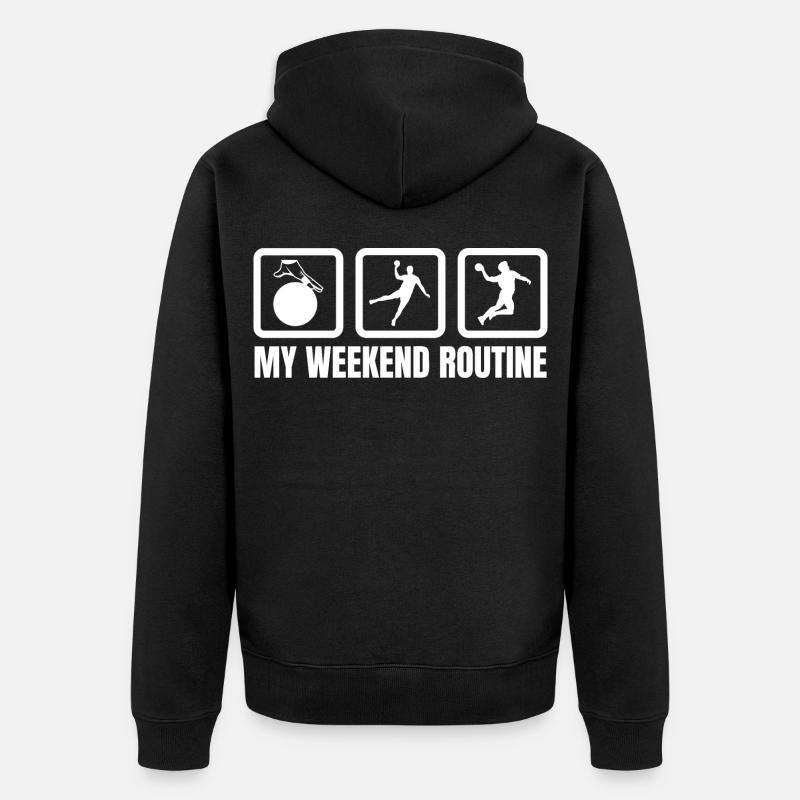 Meine Wochenendroutine - Unisex Premium Bio Zip Hoodie - Schwarz