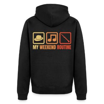 Klarinettisten Wochenende - Unisex Premium Bio Zip Hoodie - Schwarz - Hinten - Nico (187cm)