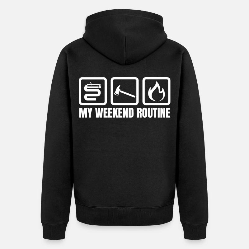 Weekend Routine Fire Brigade - Unisex Premium Organic Zip Hoodie - black