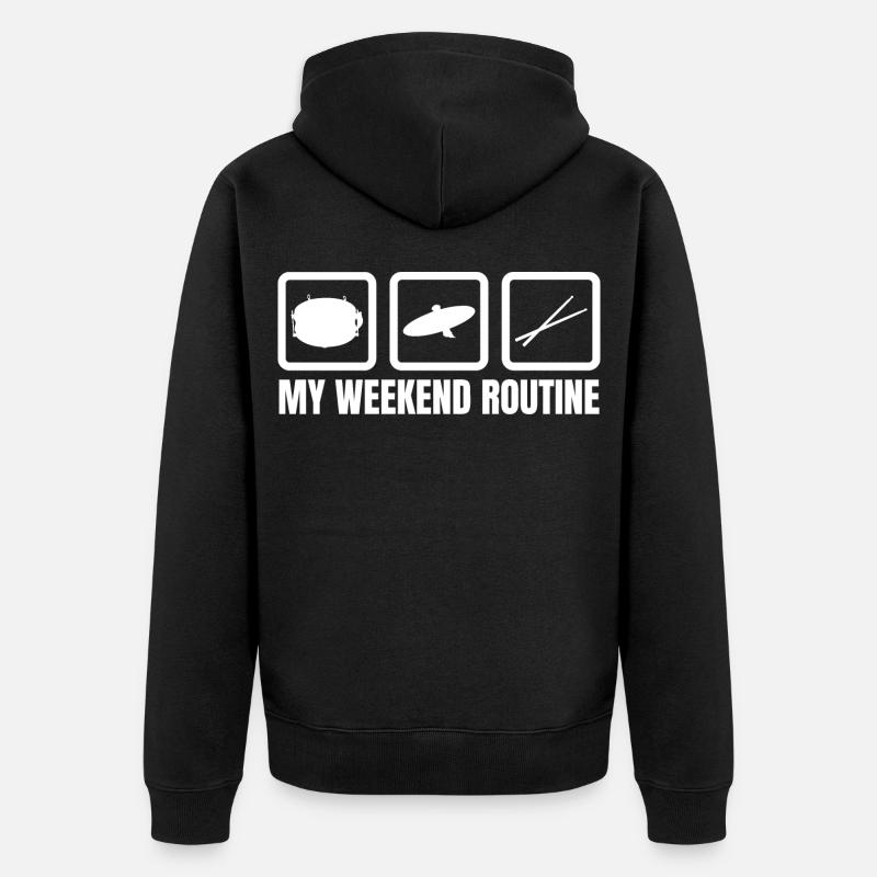 Schlagzeuger Wochenendroutine - Unisex Premium Bio Zip Hoodie - Schwarz