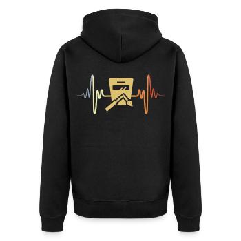Welder Heart Palpitations Vintage - Unisex Premium Organic Zip Hoodie - black - Back - Nico (187cm)