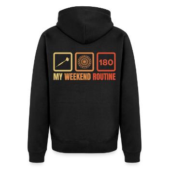 Dartspieler Wochenendroutine - Unisex Premium Bio Zip Hoodie - Schwarz - Hinten - Nico (187cm)
