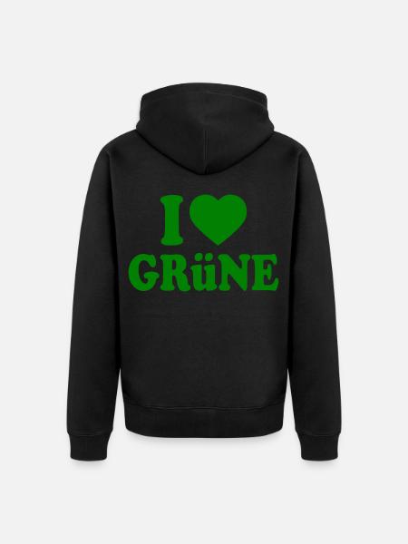 I love green - Unisex Premium Organic Zip Hoodie - black