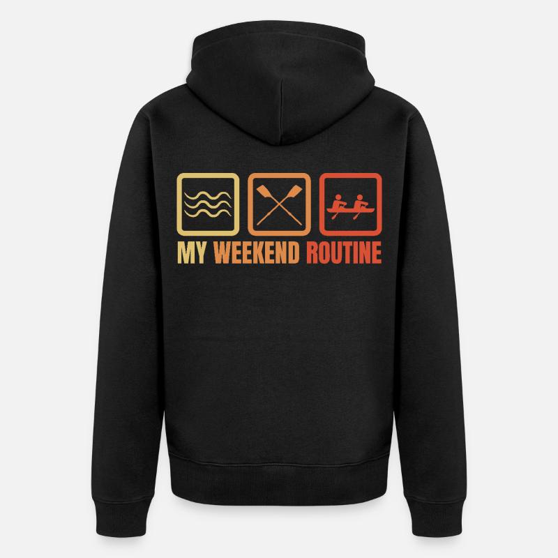Ruderer Wochenendroutine - Unisex Premium Bio Zip Hoodie - Schwarz