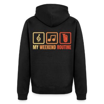 Tubist Wochenende - Unisex Premium Bio Zip Hoodie - Schwarz - Hinten - Nico (187cm)
