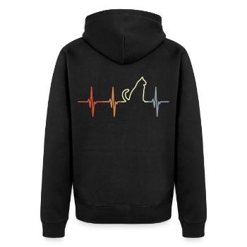 Katze Herzschlag Retro Look - Unisex Premium Bio Zip Hoodie - Schwarz - Hinten - Nico (187cm)
