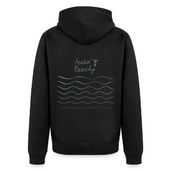 Feeling Beachy Design Lustiger Strand für den Sommer - Unisex Premium Bio Zip Hoodie - Schwarz - Hinten - Nico (187cm)
