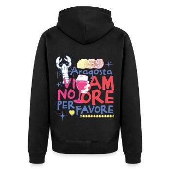 Hummer Wein und Liebe Geschenk Italienisch Sommer Lustig - Unisex Premium Bio Zip Hoodie - Schwarz - Hinten - Nico (187cm)