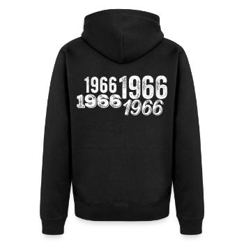 1966 - Unisex Premium Bio Zip Hoodie - Schwarz - Hinten - Nico (187cm)