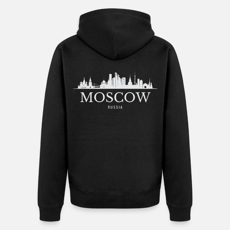 Silhouette de Moscou, Moscou Russie - Veste à capuche bio Premium Unisexe - noir