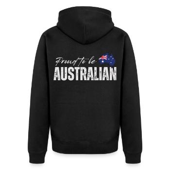 Proud Australian, Australian Patriot - Unisex Premium Organic Zip Hoodie - black - Back - Nico (187cm)