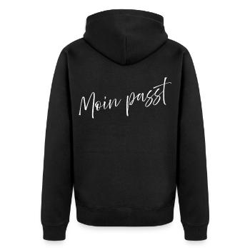 Heimatliebe Nord - Unisex Premium Bio Zip Hoodie - Schwarz - Hinten - Nico (187cm)
