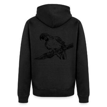 Papagei - Unisex Premium Bio Zip Hoodie - Schwarz - Hinten - Nico (187cm)