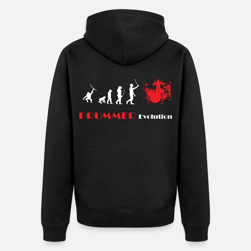 DRUMMER Evolution rot - Unisex Premium Bio Zip Hoodie - Schwarz