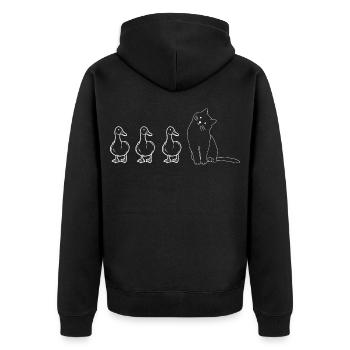 Animaux mignons canards et chat - Veste à capuche bio Premium Unisexe - noir - Dos - Nico (187cm)