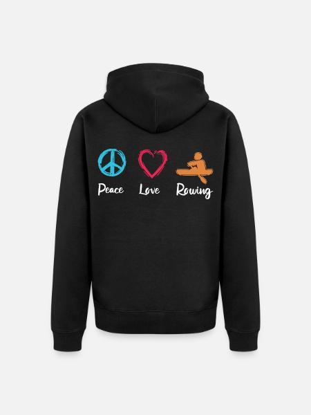 Peace, Love, Rowing - Unisex Premium Organic Zip Hoodie - black