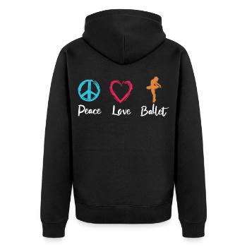 Frieden Liebe Ballett - Unisex Premium Bio Zip Hoodie - Schwarz - Hinten - Nico (187cm)