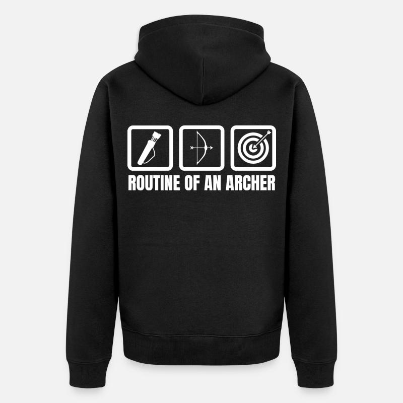 Routine eines Bogenschützen - Unisex Premium Bio Zip Hoodie - Schwarz