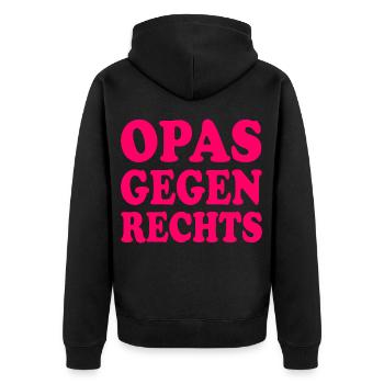 Opas gegen rechts - Unisex Premium Bio Zip Hoodie - Schwarz - Hinten - Nico (187cm)