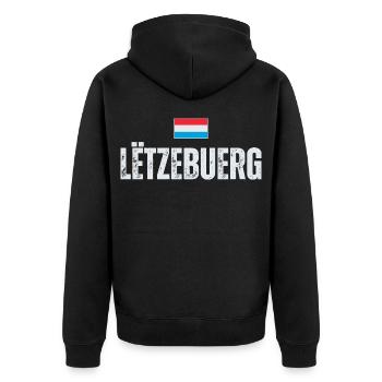 Flagge von Luxemburg, luxemburgischer Patriot - Unisex Premium Bio Zip Hoodie - Schwarz - Hinten - Nico (187cm)
