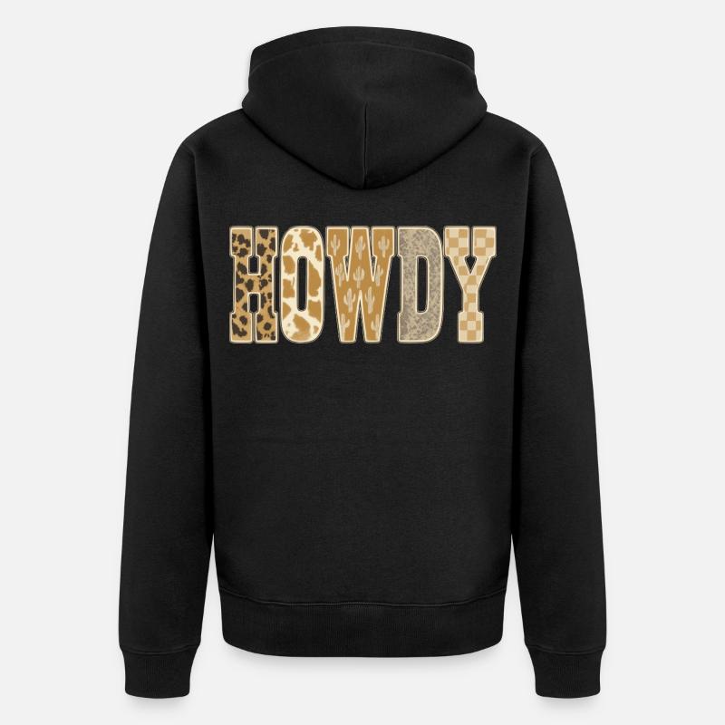 Howdy Desert Cactus motif cow-boy - Veste à capuche bio Premium Unisexe - noir