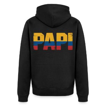  Papi Kolumbien Flagge – Geschenk für - Unisex Premium Bio Zip Hoodie - Schwarz - Hinten - Nico (187cm)
