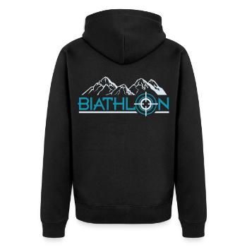 biathlon - Unisex Premium Bio Zip Hoodie - Schwarz - Hinten - Nico (187cm)