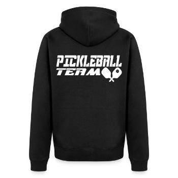 Pickleball - Unisex Premium Bio Zip Hoodie - Schwarz - Hinten - Nico (187cm)
