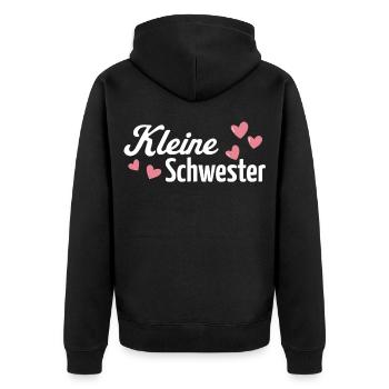 kleine Schwester - Unisex Premium Organic Zip Hoodie - black - Back - Nico (187cm)