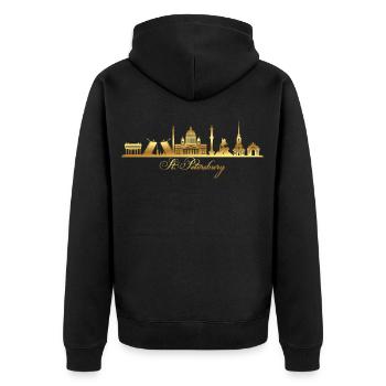 St. Petersburg - Unisex Premium Bio Zip Hoodie - Schwarz - Hinten - Nico (187cm)