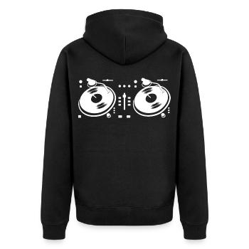 DJ Turntable - Unisex Premium Organic Zip Hoodie - black - Back - Nico (187cm)