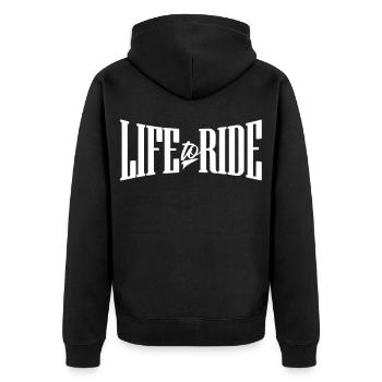 life to ride chopper bobber custom motorcycle - Unisex Premium Organic Zip Hoodie - black - Back - Nico (187cm)