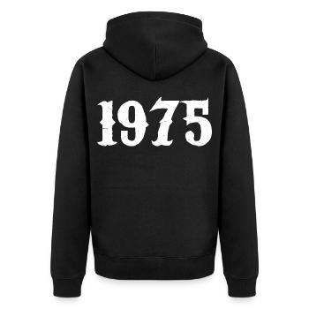 1975 - Unisex Premium Bio Zip Hoodie - Schwarz - Hinten - Nico (187cm)