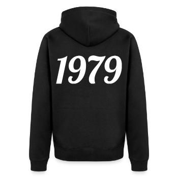 1979 Vintage 1979 Retro Geburtstag 1979 Geschenk - Unisex Premium Bio Zip Hoodie - Schwarz - Hinten - Nico (187cm)
