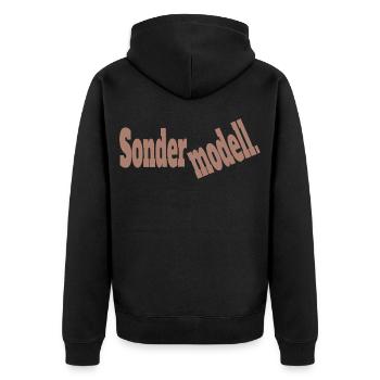 S O N D E R M O D E L L – Chaos mit System - Unisex Premium Bio Zip Hoodie - Schwarz - Hinten - Nico (187cm)