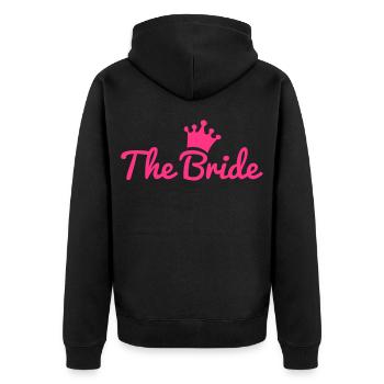 bride - Unisex Premium Organic Zip Hoodie - black - Back - Nico (187cm)