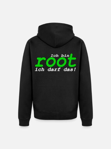 Ich bin root ich darf das - Unisex Premium Bio Zip Hoodie - Schwarz