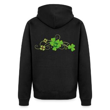 St Patricks Day. Shamrocks réalistes. - Veste à capuche bio Premium Unisexe - noir - Dos - Nico (187cm)