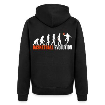 Basketball Basketballer Evolution - Unisex Premium Bio Zip Hoodie - Schwarz - Hinten - Nico (187cm)