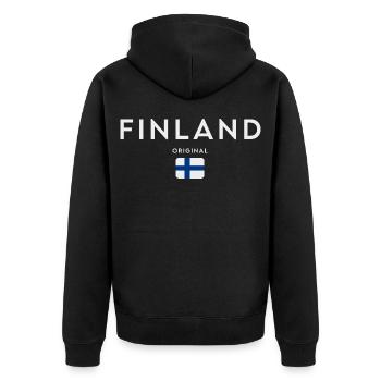 Flag of Finland, Finnish pride - Unisex Premium Organic Zip Hoodie - black - Back - Nico (187cm)