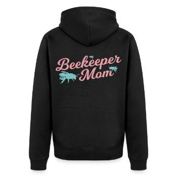 Lustige Imkerin Mama - Unisex Premium Bio Zip Hoodie - Schwarz - Hinten - Nico (187cm)