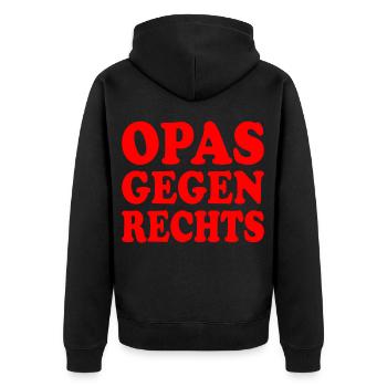 Opas gegen rechts - Unisex Premium Bio Zip Hoodie - Schwarz - Hinten - Nico (187cm)