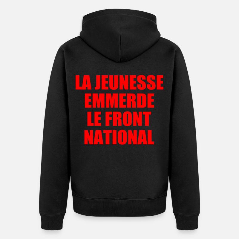 la jeunesse emmerde front national - Veste à capuche bio Premium Unisexe - noir