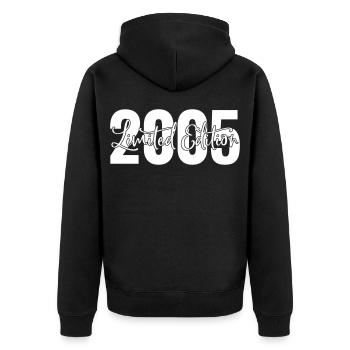 Limited Edition 2005 - Unisex Premium Bio Zip Hoodie - Schwarz - Hinten - Nico (187cm)